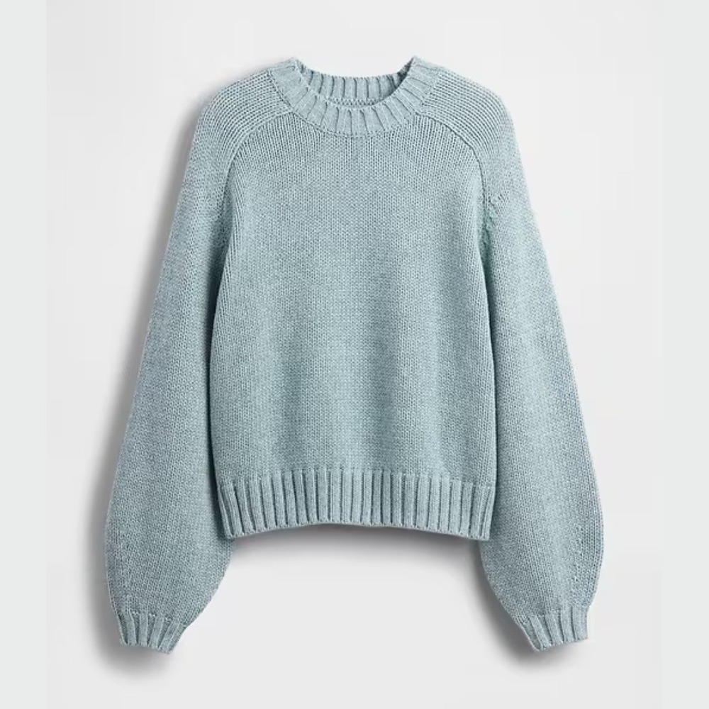 Gap | Cotton-Wool Blend Relaxed Crewneck Shaker Knit Sweater in Light Blue